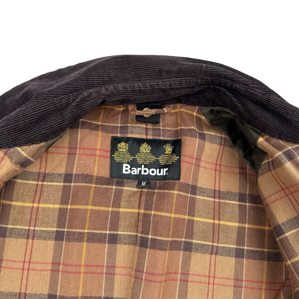 Barbour Brown Waxed Cotton Flannel Lined Field Jacket - Medium