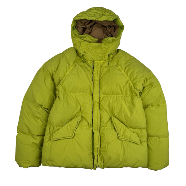 Ten C Yellow-green Nylon Tactel Hooded Artic Down Parka Jacket - Small (46)