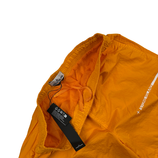 Stone Island 2019 Orange Spellout Swim Shorts - Large