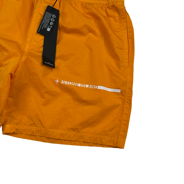 Stone Island 2019 Orange Spellout Swim Shorts - Large