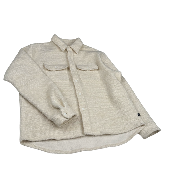Stussy Wool Blend Textured Cream Overshirt - Large