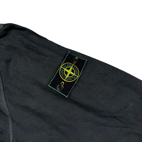 Stone Island Black Vintage 1996 Fleece Lined Cotton Button Jacket - Large