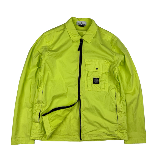 Stone Island 2022 Yellow Cotton Full Zipped Overshirt - Large