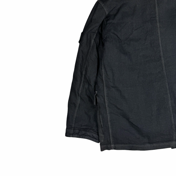 Stone Island Black Vintage 1996 Fleece Lined Cotton Button Jacket - Large
