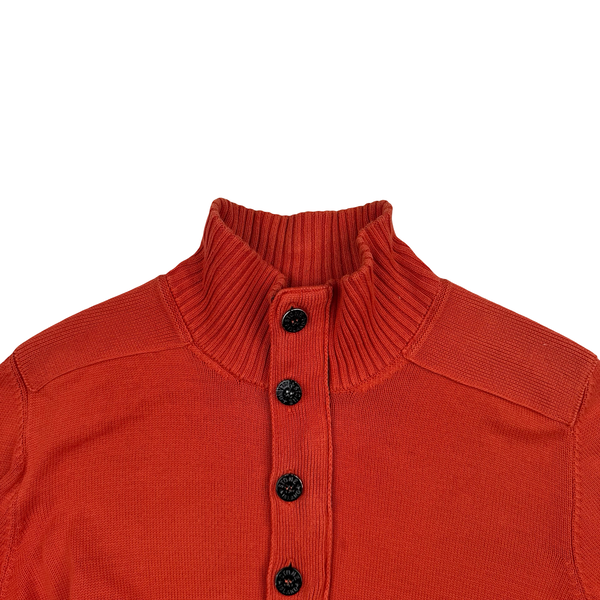 Stone Island 2012 Burnt Orange Knit Cotton Blend Quarter Zip/Button Jumper - XXL