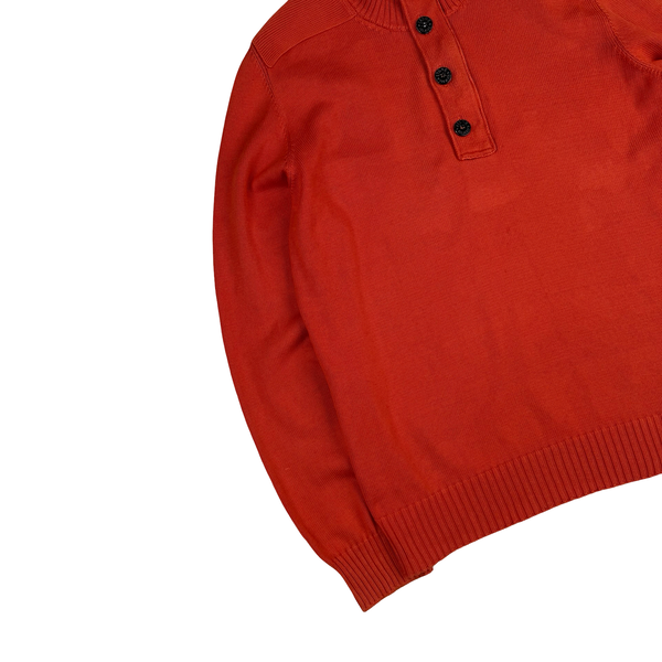 Stone Island 2012 Burnt Orange Knit Cotton Blend Quarter Zip/Button Jumper - XXL