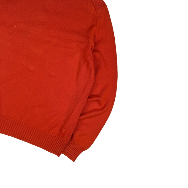 Stone Island 2012 Burnt Orange Knit Cotton Blend Quarter Zip/Button Jumper - XXL