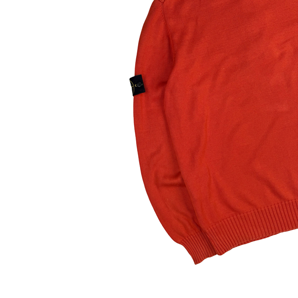 Stone Island 2012 Burnt Orange Knit Cotton Blend Quarter Zip/Button Jumper - XXL