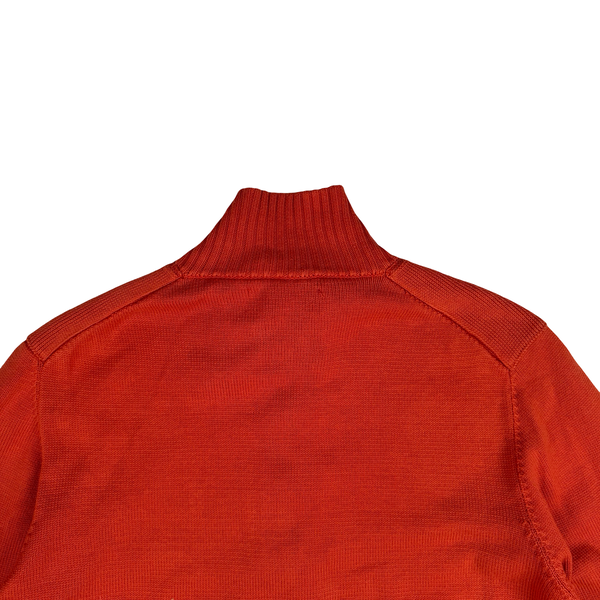 Stone Island 2012 Burnt Orange Knit Cotton Blend Quarter Zip/Button Jumper - XXL