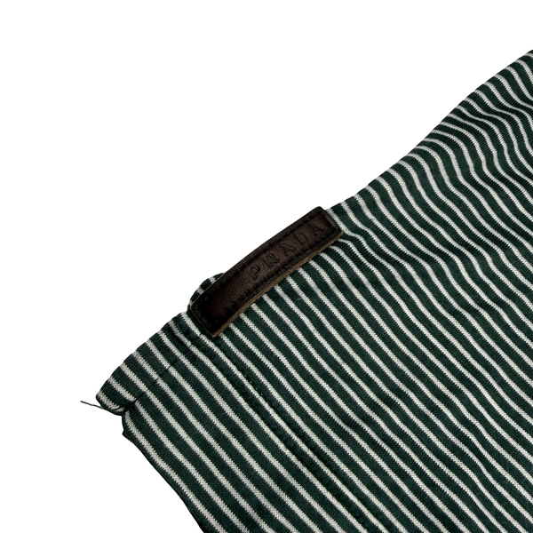 Prada Green Stripe Cotton Polo Shirt -Large