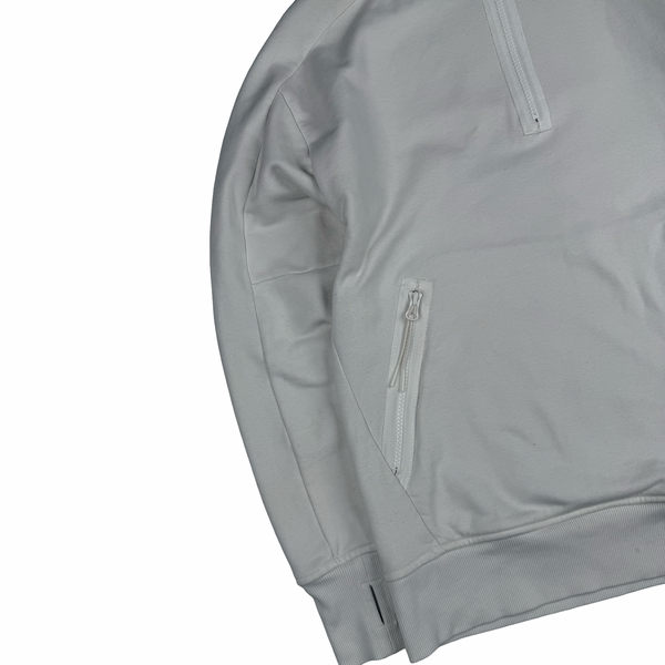 CP Company White Cotton Lens Viewer quarter Zip Pullover- Small