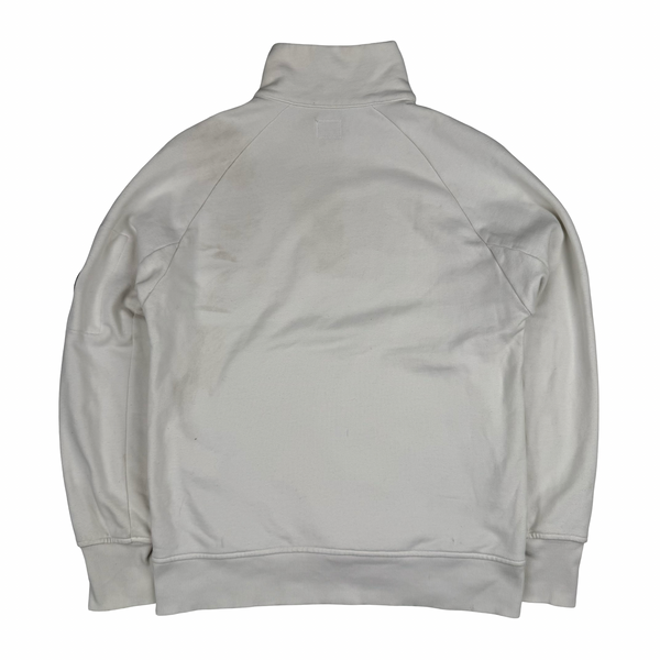CP Company White Cotton Lens Viewer quarter Zip Pullover- Small