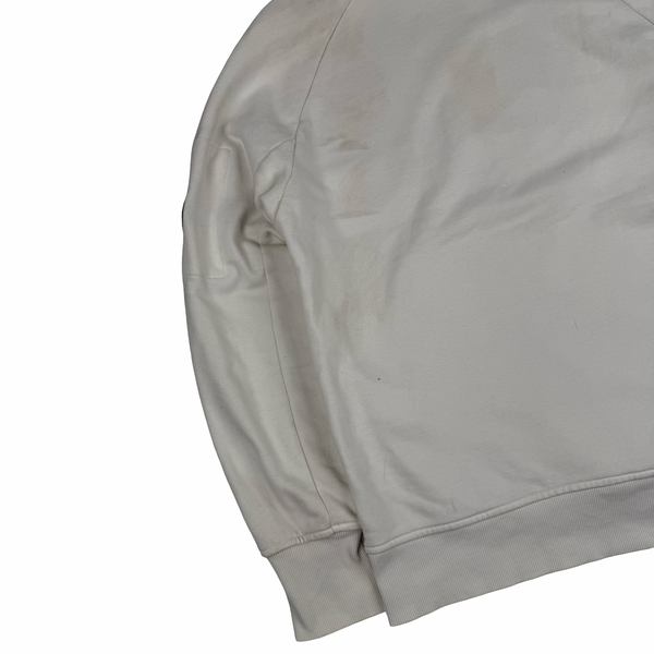 CP Company White Cotton Lens Viewer quarter Zip Pullover- Small