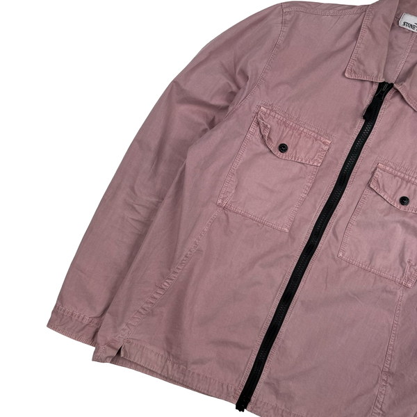 Stone Island Misty Rose Pink Cotton Zipped Overshirt - Medium