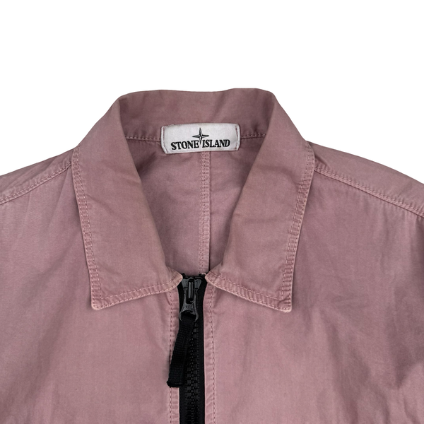 Stone Island Misty Rose Pink Cotton Zipped Overshirt - Medium