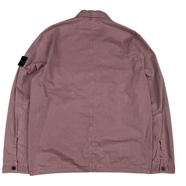 Stone Island Misty Rose Pink Cotton Zipped Overshirt - Medium