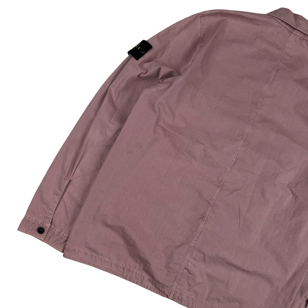 Stone Island Misty Rose Pink Cotton Zipped Overshirt - Medium