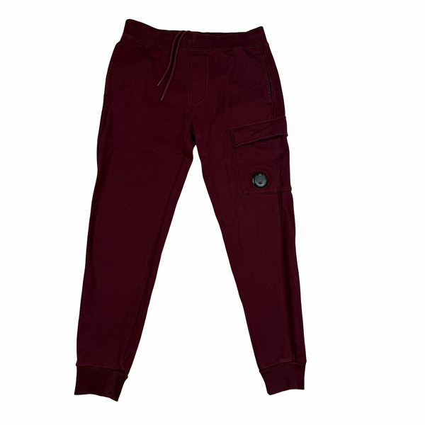 CP Company Burgandy Cotton Lens Viewer Joggers - Small