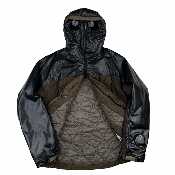 CP Company Khaki Quartz Quilted Paneled Goggle Jacket - Large (50)