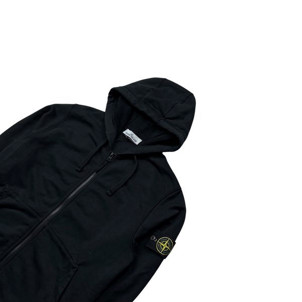 Stone Island 2021 Black Zipped Hoodie - Medium