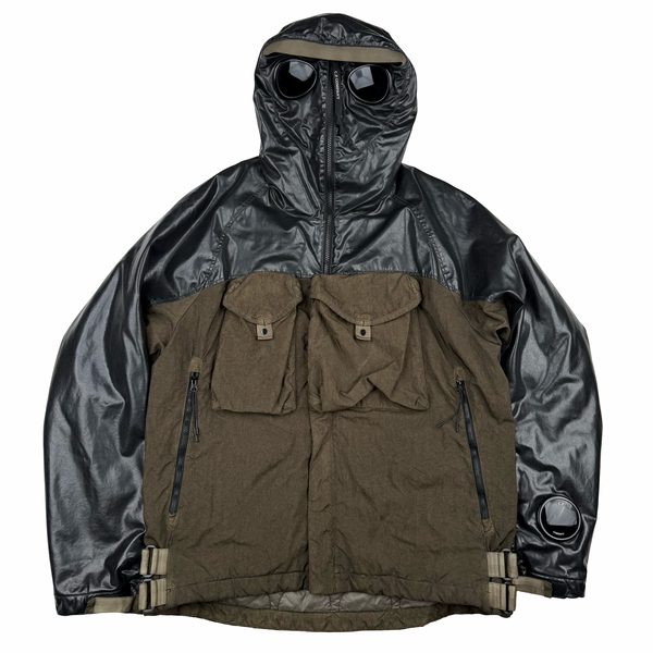 CP Company Khaki Quartz Quilted Paneled Goggle Jacket - Large (50)