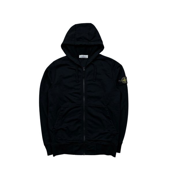 Stone Island 2021 Black Zipped Hoodie - Medium