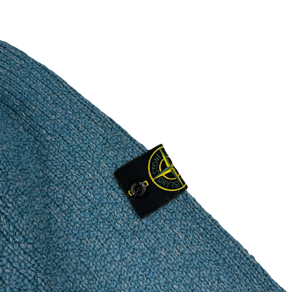 Stone Island 2025 Blue Marl Ribbed Chenille Jumper - Large