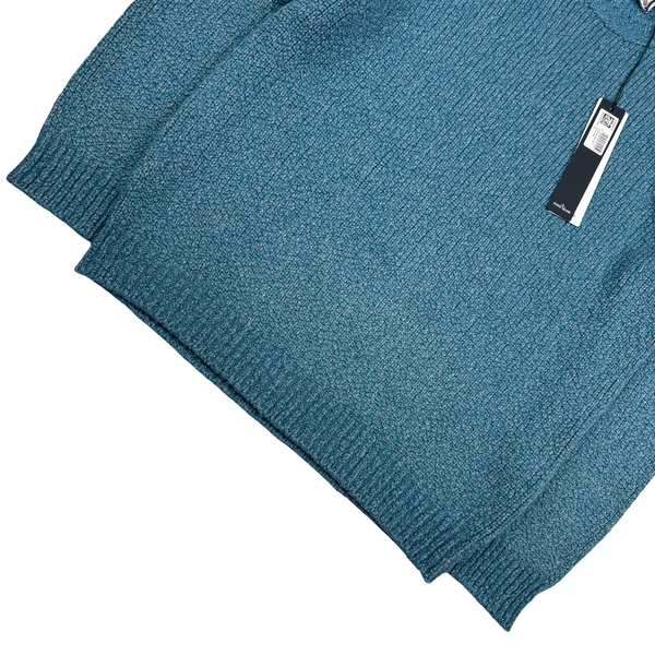 Stone Island 2025 Blue Marl Ribbed Chenille Jumper - Large