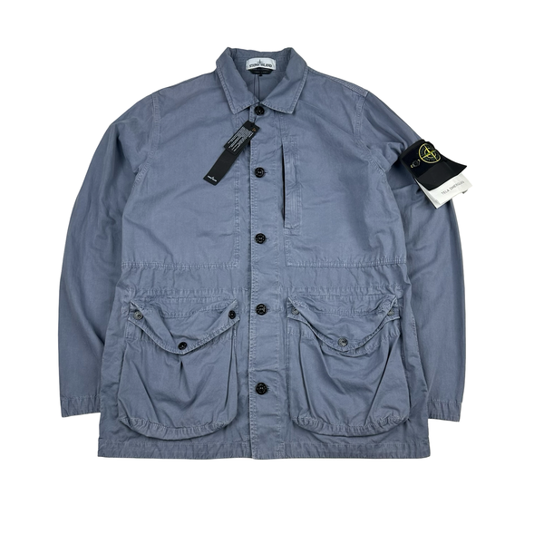 Stone Island 2021 Blue Cotton Tela Smerigliata Jacket - Large