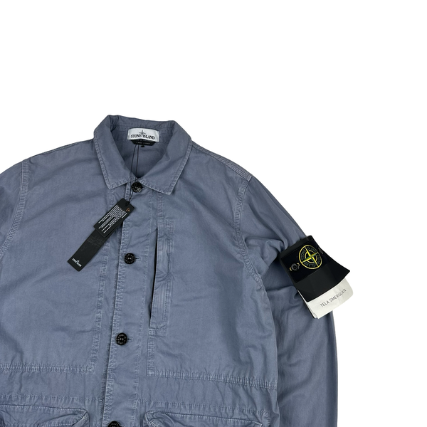 Stone Island 2021 Blue Cotton Tela Smerigliata Jacket - Large