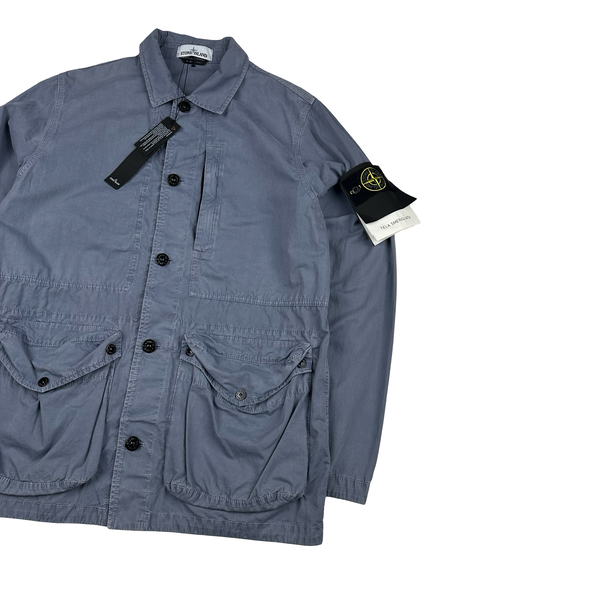 Stone Island 2021 Blue Cotton Tela Smerigliata Jacket - Large