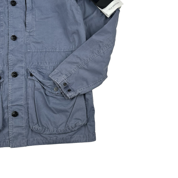 Stone Island 2021 Blue Cotton Tela Smerigliata Jacket - Large