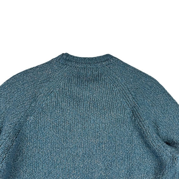 Stone Island 2025 Blue Marl Ribbed Chenille Jumper - Large
