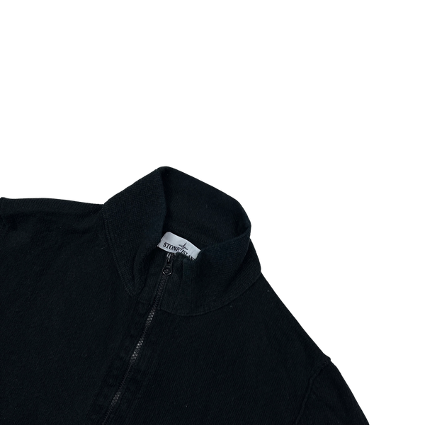 Stone Island 2015 Black Cotton Knitted Zip Up Top - 3XL