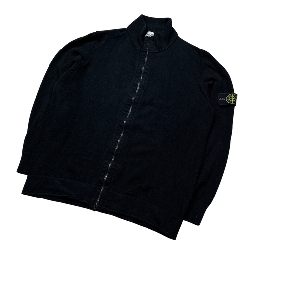 Stone Island 2015 Black Cotton Knitted Zip Up Top - 3XL