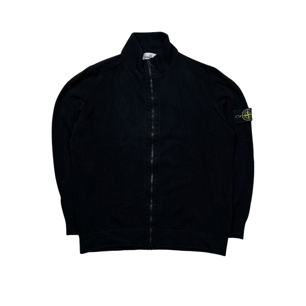 Stone Island 2015 Black Cotton Knitted Zip Up Top - 3XL