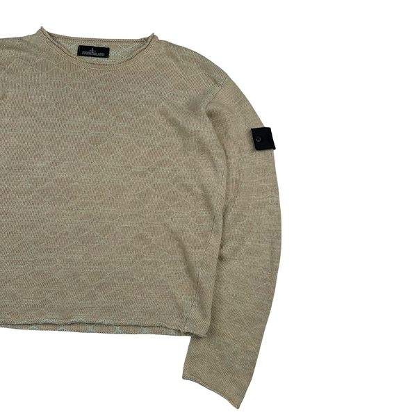 Stone Island 2022 Shadow Project Cream Knit Detailed Jumper - Small
