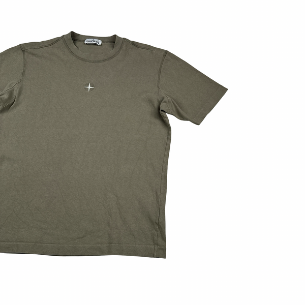 Stone Island 2018 Khaki Cotton Compass Logo T Shirt - Large