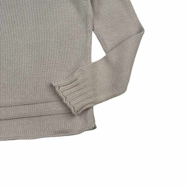 Stone Island 2019 Beige Thick Knit Cotton V Neck Jumper - Large