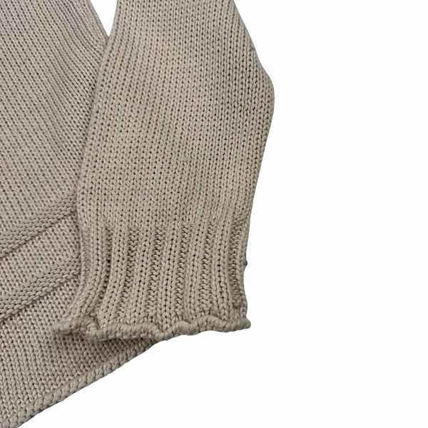 Stone Island 2019 Beige Thick Knit Cotton V Neck Jumper - Large