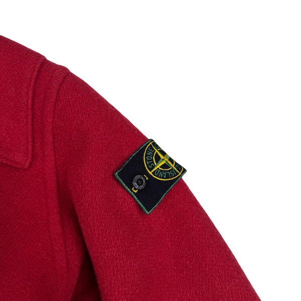 Stone Island 1988 Red Rare Montgomery Wool Duffle Coat - XL