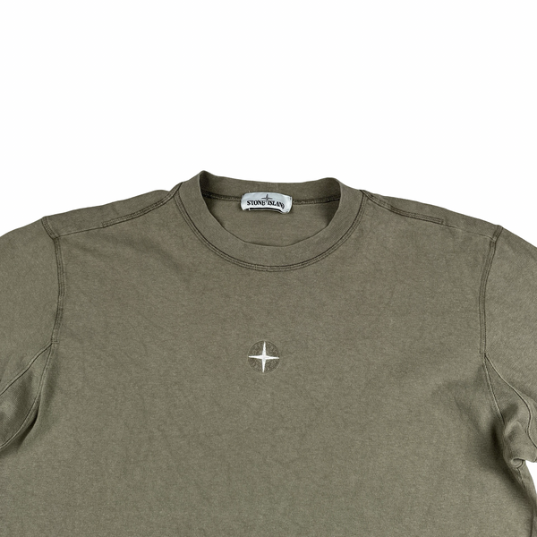 Stone Island 2018 Khaki Cotton Compass Logo T Shirt - Large