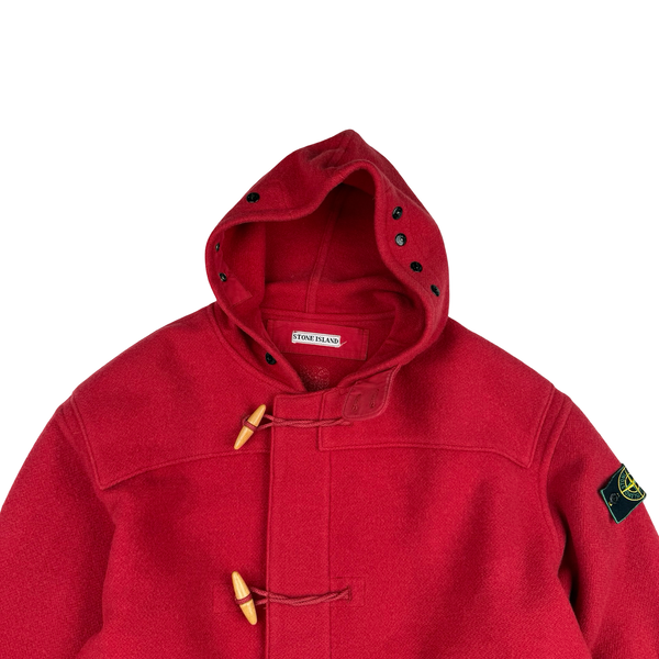 Stone Island 1988 Red Rare Montgomery Wool Duffle Coat - XL