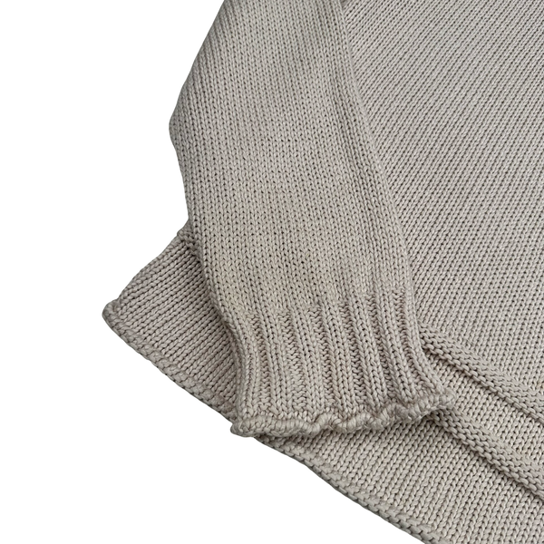 Stone Island 2019 Beige Thick Knit Cotton V Neck Jumper - Large