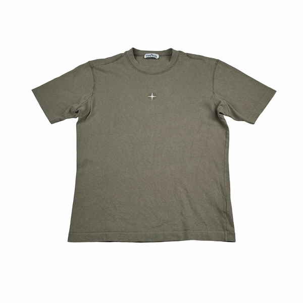 Stone Island 2018 Khaki Cotton Compass Logo T Shirt - Large