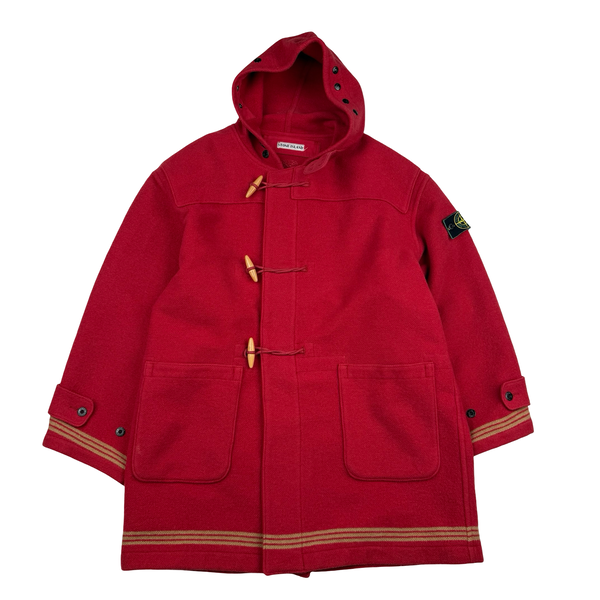Stone Island 1988 Red Rare Montgomery Wool Duffle Coat - XL