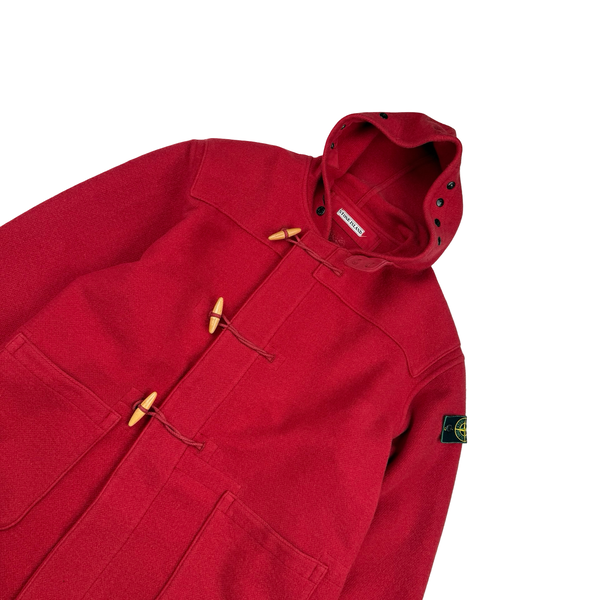 Stone Island 1988 Red Rare Montgomery Wool Duffle Coat - XL
