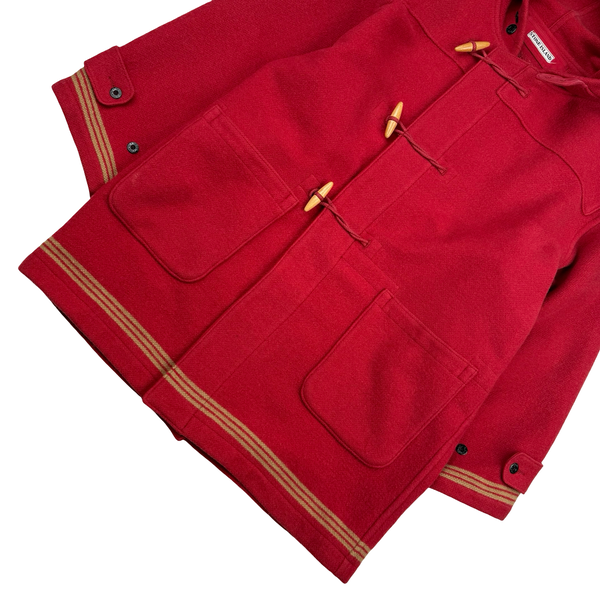 Stone Island 1988 Red Rare Montgomery Wool Duffle Coat - XL
