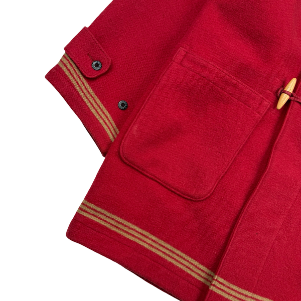 Stone Island 1988 Red Rare Montgomery Wool Duffle Coat - XL