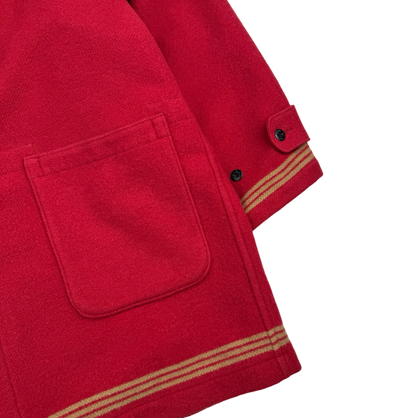 Stone Island 1988 Red Rare Montgomery Wool Duffle Coat - XL